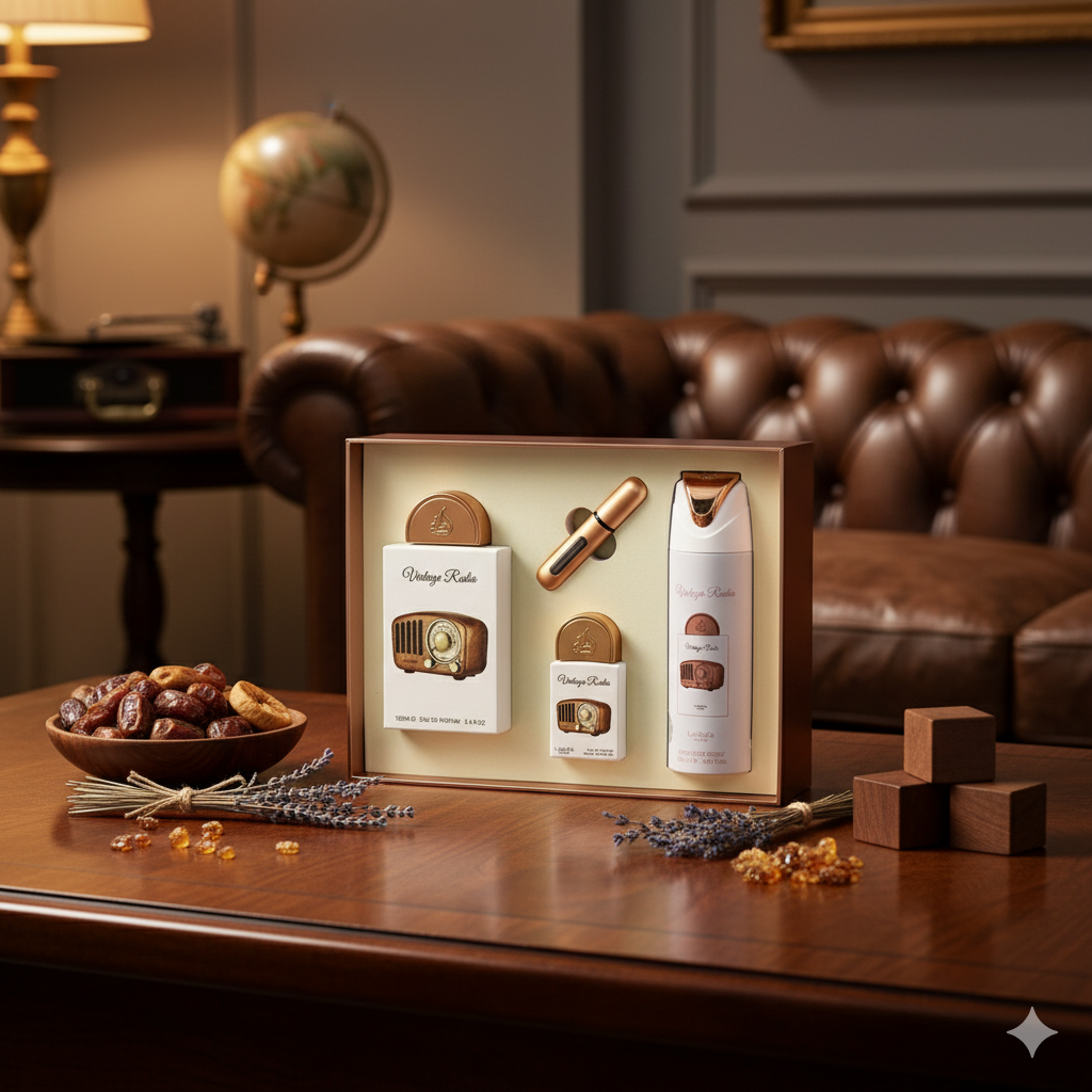Set Lattafa Vintage Radio en Costa Rica – Perfume Árabe con Presentación de Regalo
