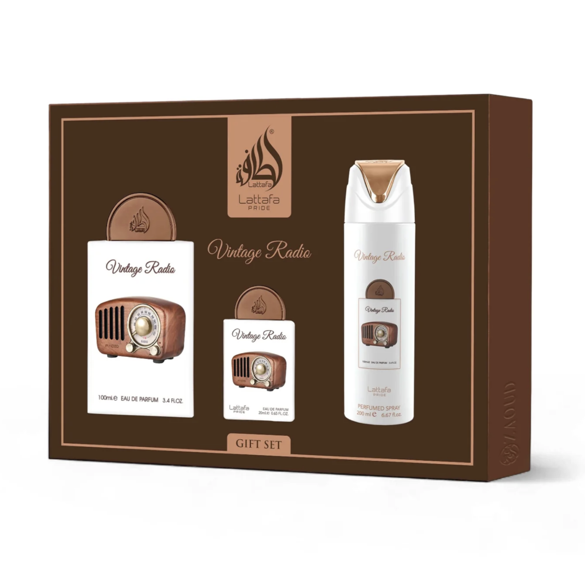 Set Lattafa Vintage Radio en Costa Rica – Perfume Árabe con Presentación de Regalo